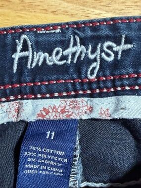 Amethyst Jeans Dark Blue Flare Jeans with Red Stitching